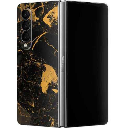Black and Gold Scattered Marble Galaxy Z Fold4 5G Skin
